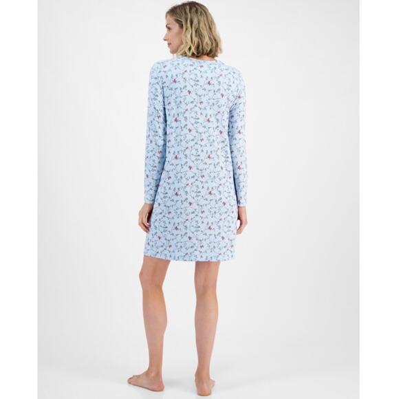 Charter Club Women's Soft Knit Printed Sleepshirt, - Cardinal Blu S - Picture 2 of 4